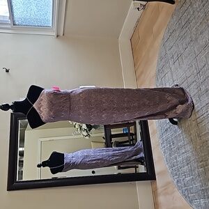 Size 8 light mauve to lavender high neck sheath gown with side slit NWT by Aidan